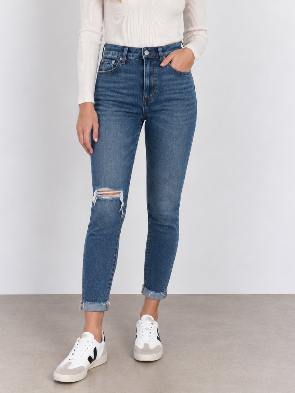 Pistola High Rise Distressed Straight Leg Jeans Ankle Length Size 26